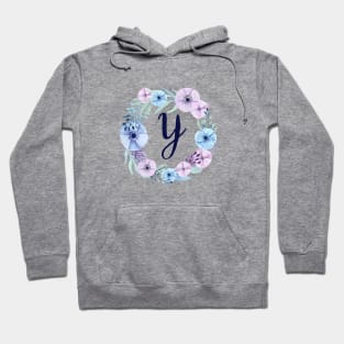 Floral Monogram Y Icy Winter Blossoms Hoodie